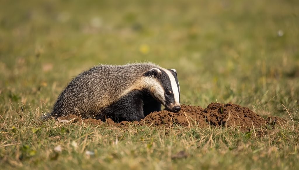 American badger in grassland