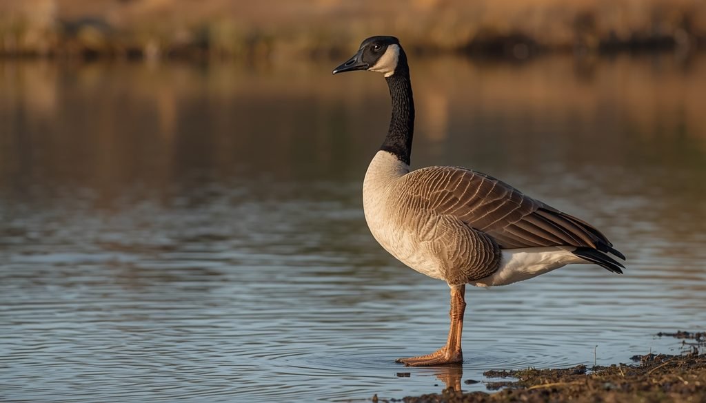 Canada goose showing webbed feet