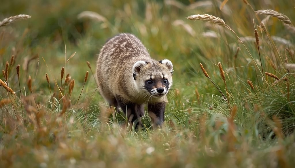 European polecat in natural habitat