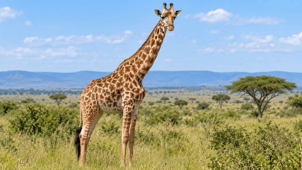 Giraffe with natural facial features