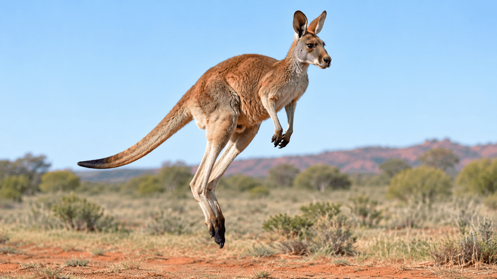 Kangaroo walking on two legs