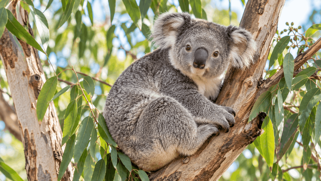 Koala in a eucalyptus tree