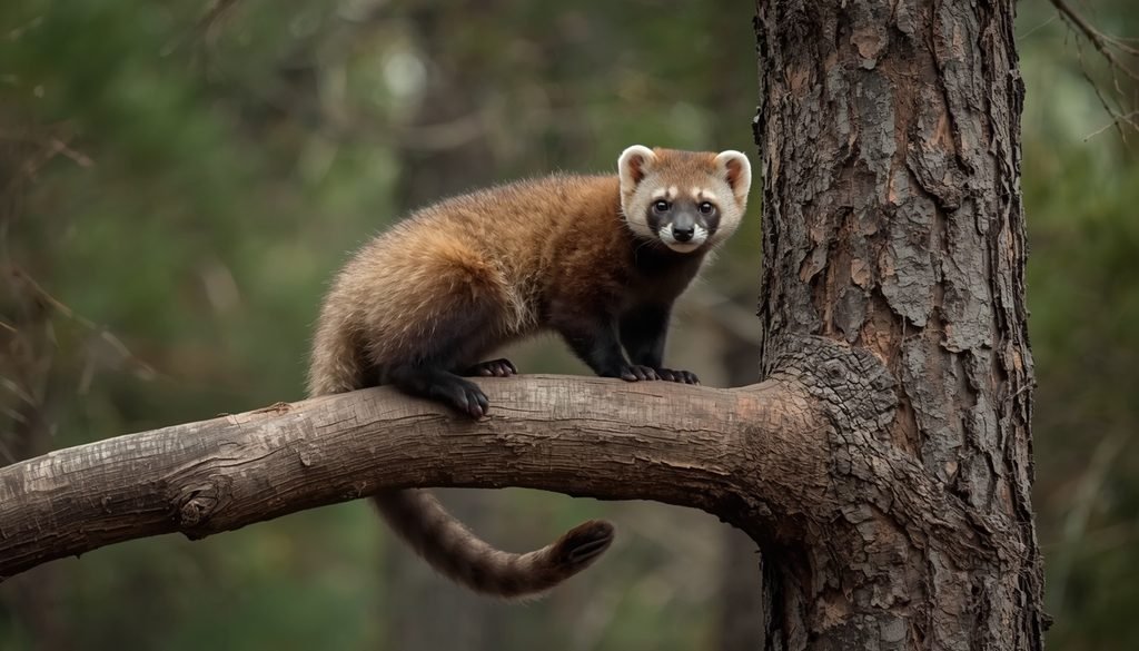 Pine marten in a forest