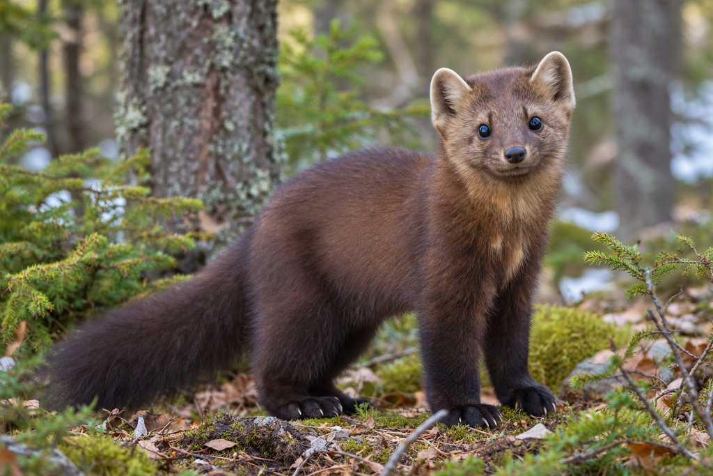 Sable in a northern forest