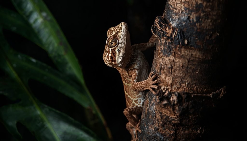 Tokay gecko with large eyes at night