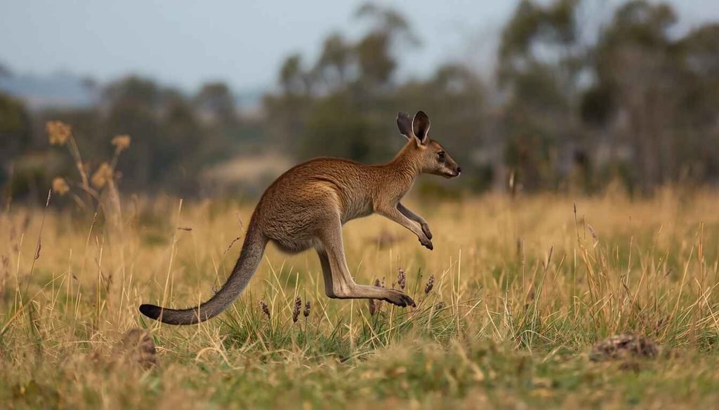 Wallaby moving on two legs