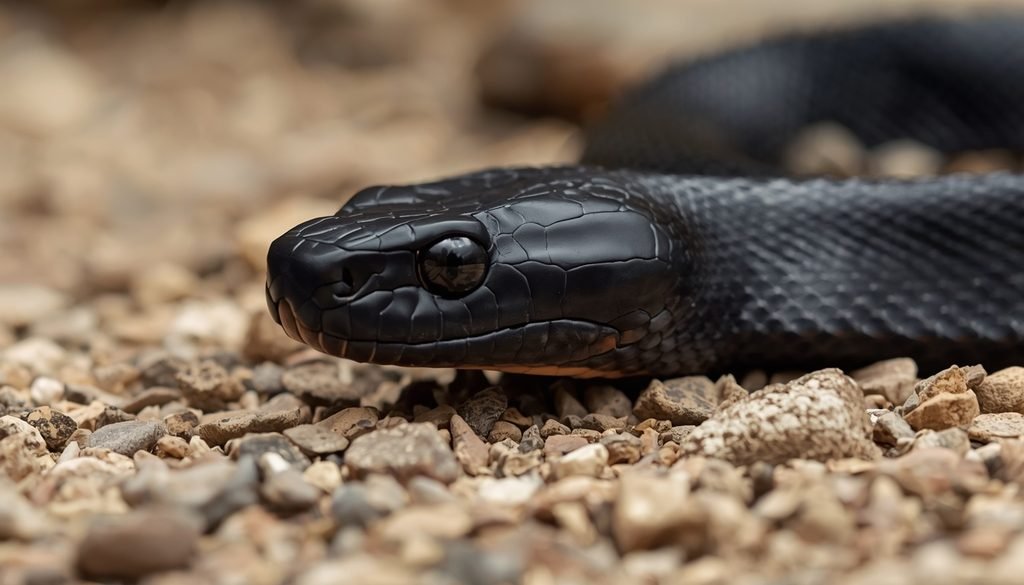 Arizona black rattlesnake showing its broad triangular head