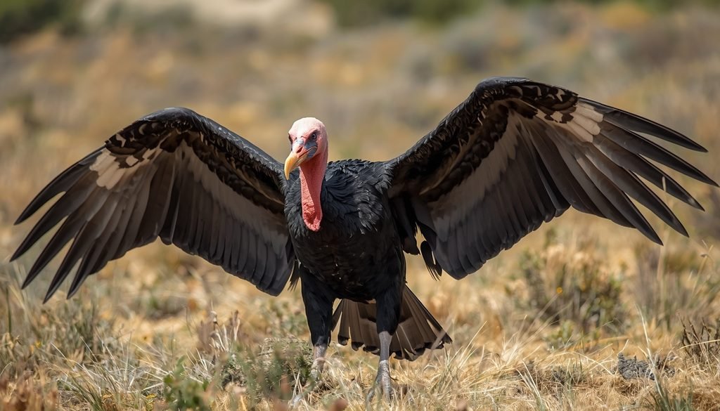 California condor with bald head and large wings