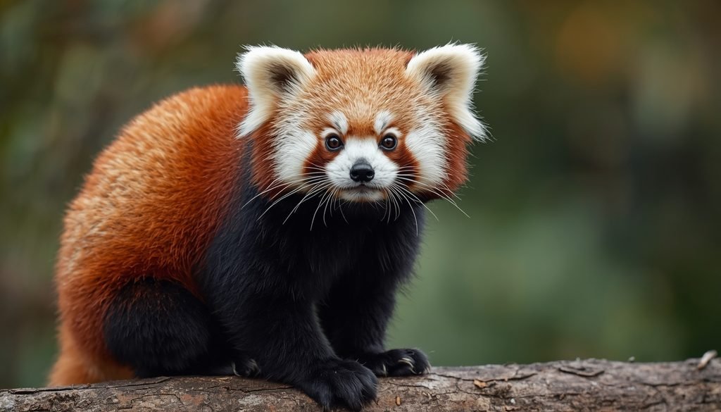 Fluffy red panda with a round body