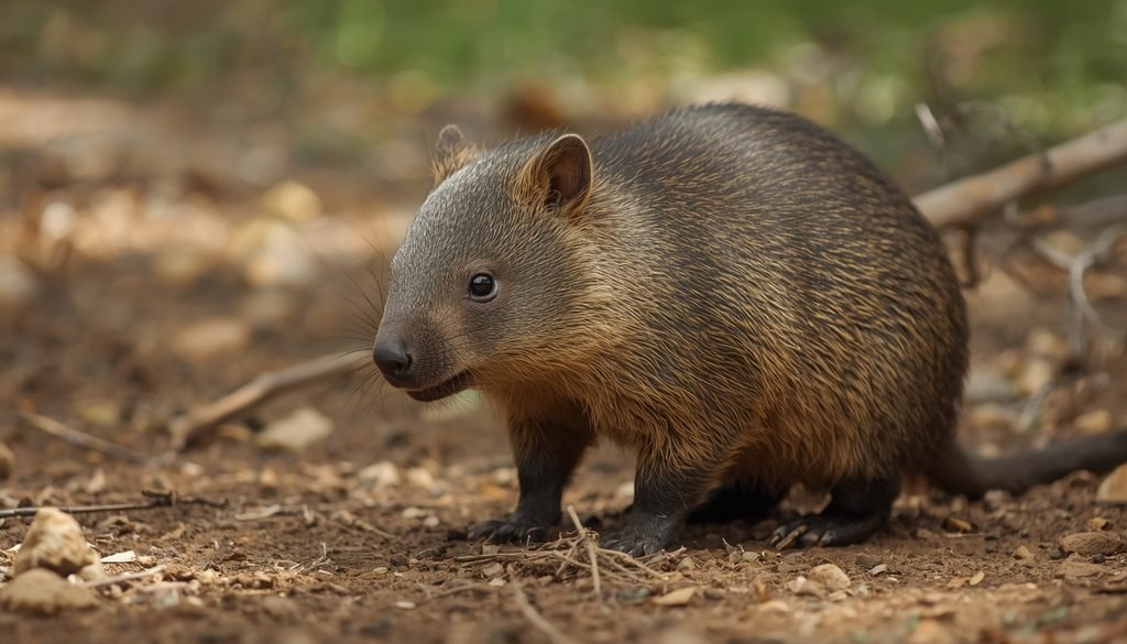 Stocky wombat in its natural habitat