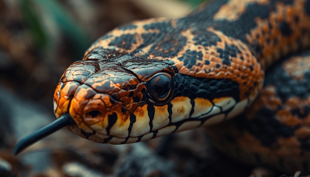 Eastern hognose snake showing its upturned snout and broad head