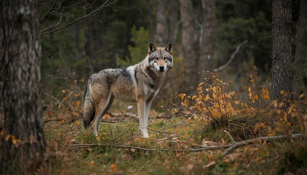 Gray wolf with fox-like facial features