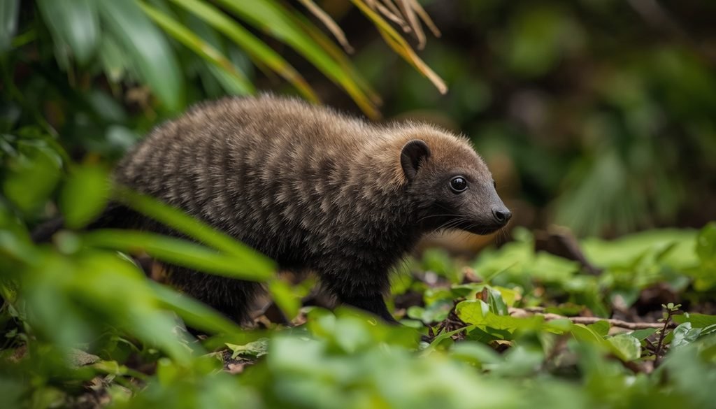 Grison in tropical vegetation