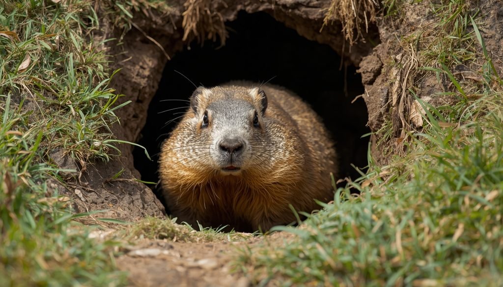 Groundhog with a stocky body