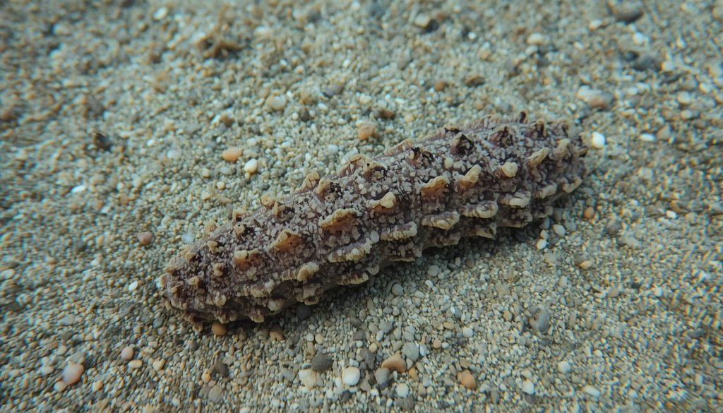 Quiet sea cucumber on the ocean floor