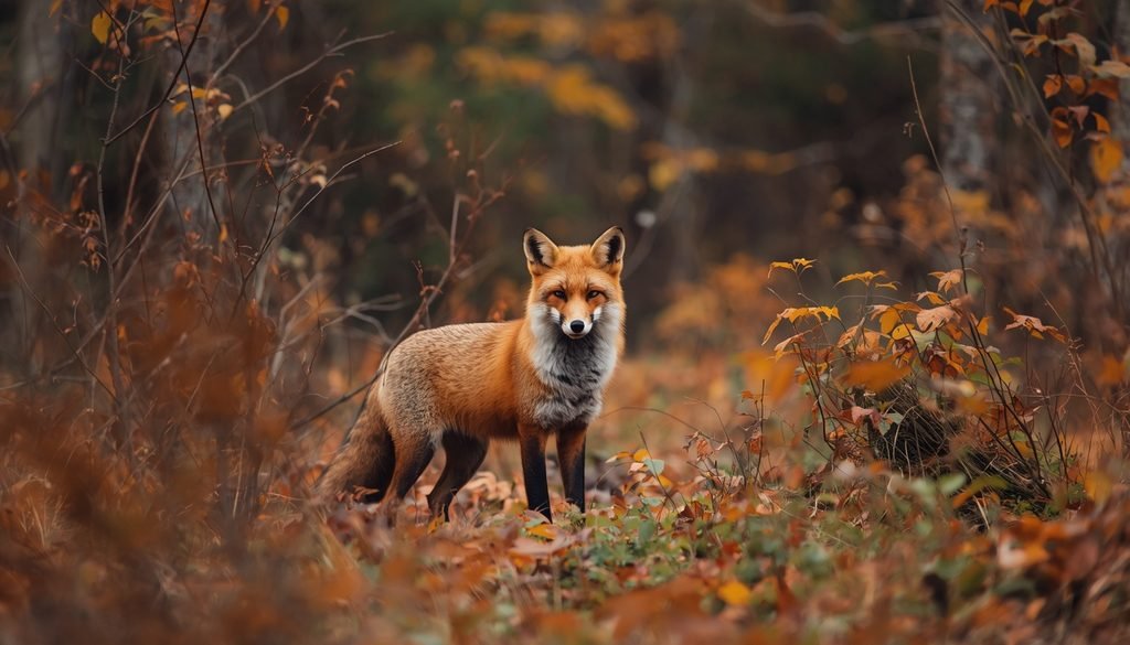 Red fox standing in woodland