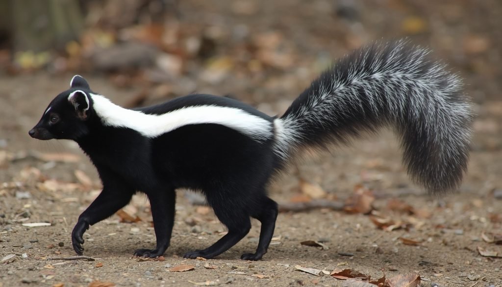 Ringtail showing its long black-and-white bushy tail