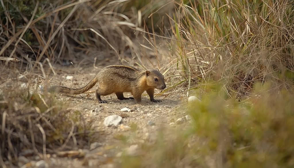 Small Indian mongoose in natural vegetation