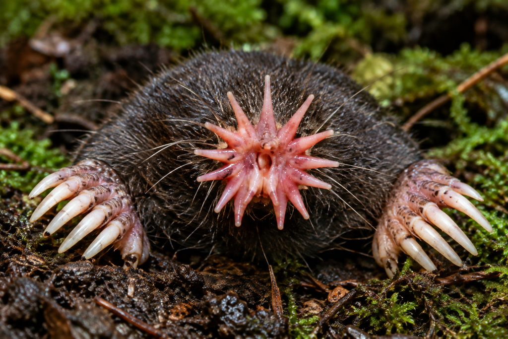 Star-nosed mole showing its unusual star-shaped nose