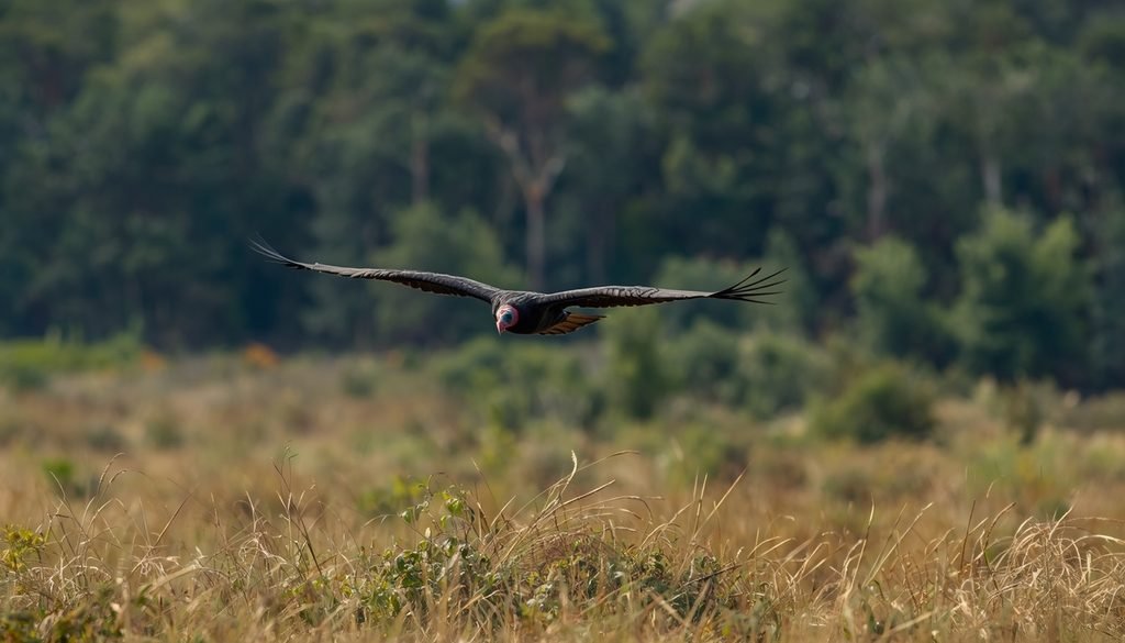 Turkey vulture using smell to locate carrion