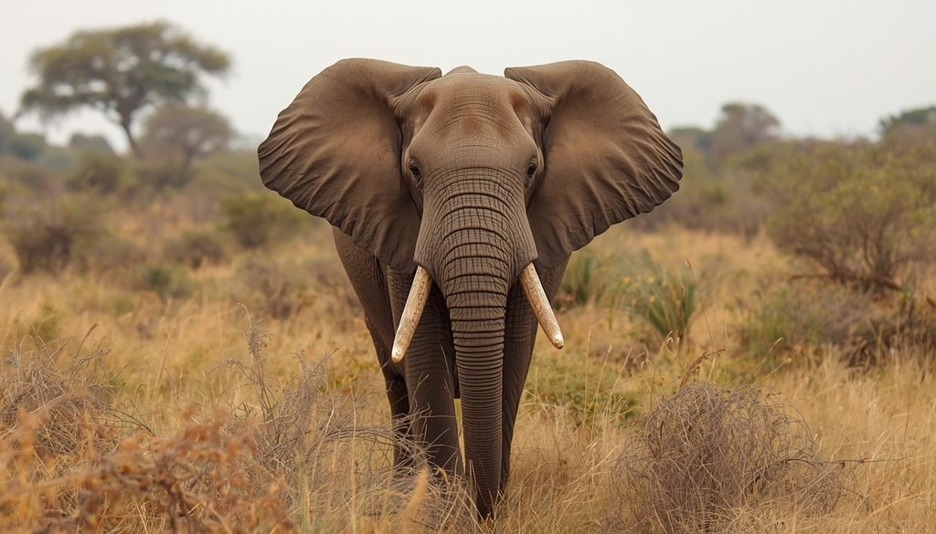African elephant with enormous fan-shaped ears in its natural habitat