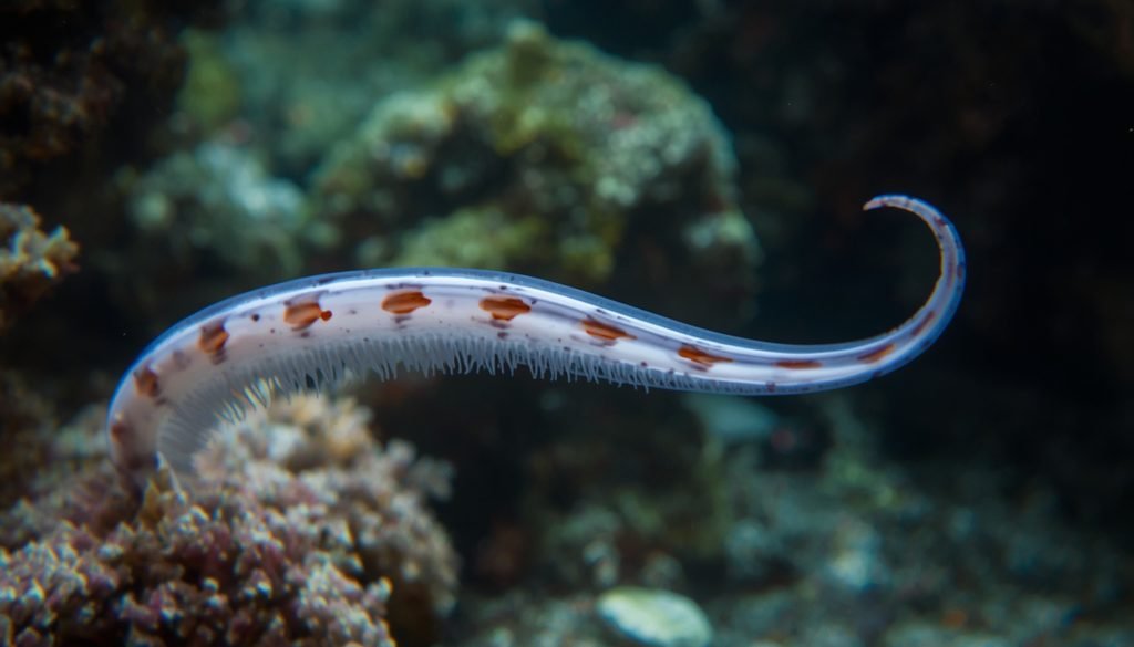 Bootlace worm with an extremely long and slender body in a marine habitat