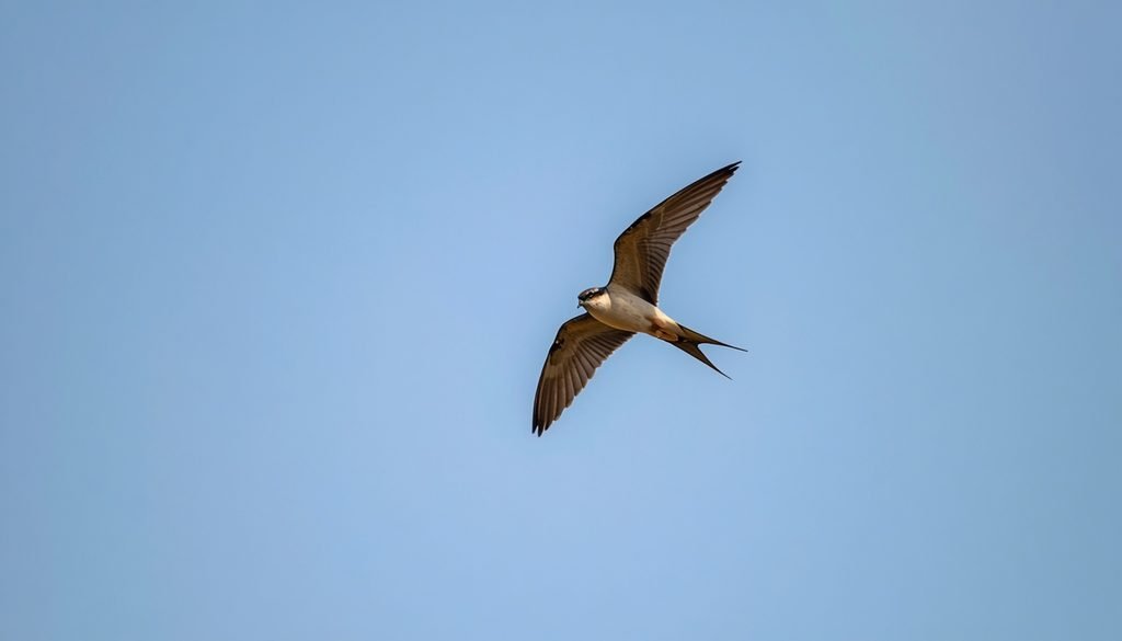 Common swift flying quickly through the open sky