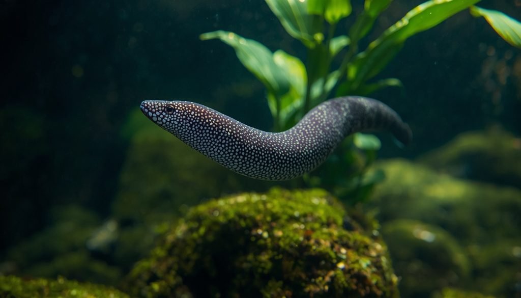 Electric eel swimming in a freshwater habitat in South America