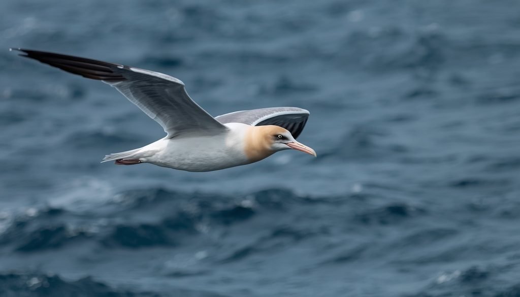 Grey-headed albatross flying rapidly over the Southern Ocean