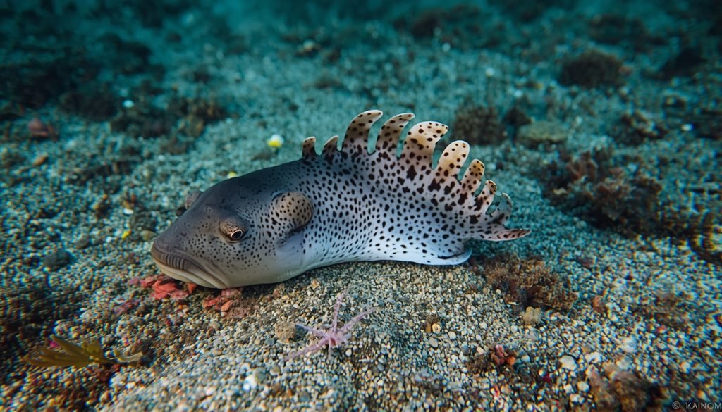 Hagfish with its eel-shaped body on the ocean floor