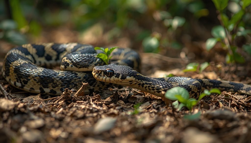 Kingsnake preying on another snake in its natural habitat