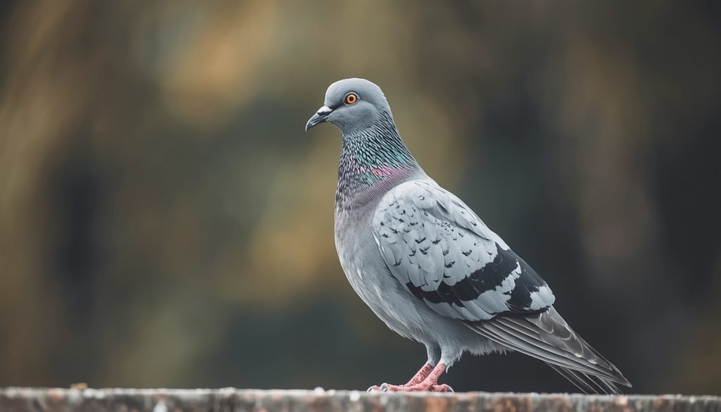 Rock pigeon observing its surroundings with its highly developed bird vision.
